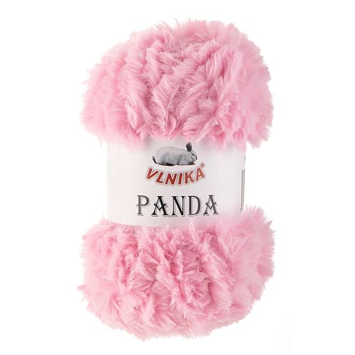 100g Strickgarn Panda Strick-Wolle - Garn Kuschelwolle Plüschwolle, Farbe:002 rosa von maDDma