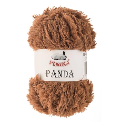 100g Strickgarn Panda Strick-Wolle - Garn Kuschelwolle Plüschwolle, Farbe:003 rehbraun von maDDma