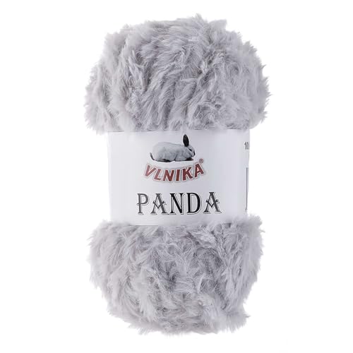 100g Strickgarn Panda Strick-Wolle - Garn Kuschelwolle Plüschwolle, Farbe:007 hellgrau von maDDma
