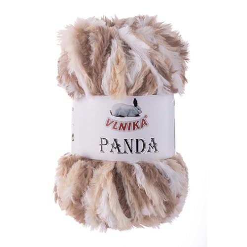 100g Strickgarn Panda Strick-Wolle - Garn Kuschelwolle Plüschwolle, Farbe:017 weiß-creme-beige von maDDma