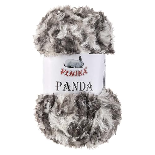 100g Strickgarn Panda Strick-Wolle - Garn Kuschelwolle Plüschwolle, Farbe:022 weiß-dunkelbraun von maDDma