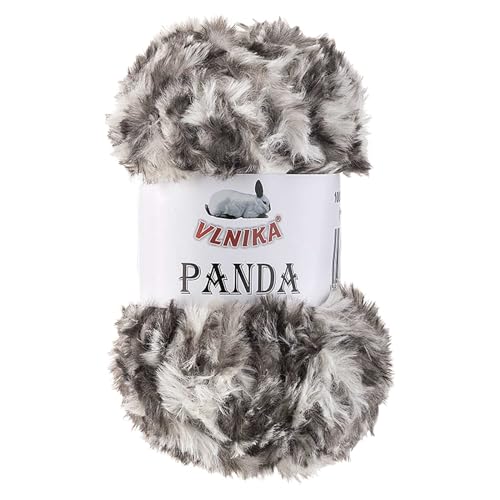 100g Strickgarn Panda Strick-Wolle Kunstfell Garn Kuschelwolle Plüschwolle, Farbe:022 weiß-dunkelbraun 100g Strickgarn Panda Strick-Wolle Kunstfell Garn Kuschelwolle Plüschwolle, Farbe:022 weiß-dunkelbraun von maDDma