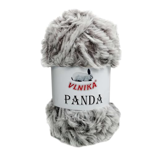 100g Strickgarn Panda Strick-Wolle - Garn Kuschelwolle Plüschwolle, Farbe:039 weiß-beigegrau von maDDma