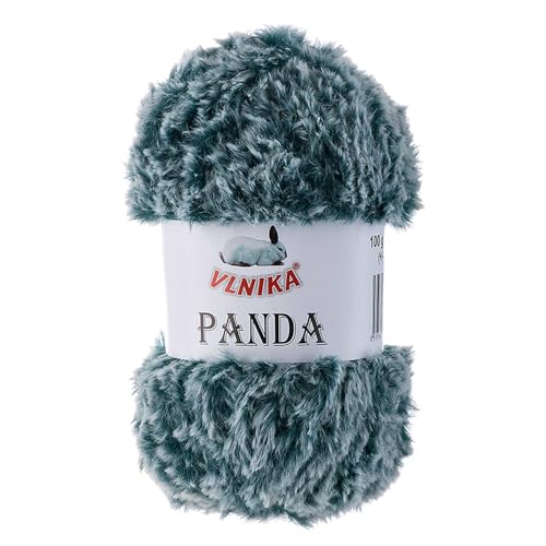 100g Strickgarn Panda Strick-Wolle - Garn Kuschelwolle Plüschwolle, Farbe:043 weiß-petrol von maDDma