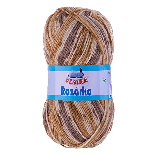 100g Strickgarn Rozárka mehrfarbig Selbstmusternd Strick-Wolle Farbwahl, Farbe:44 weiß-beige-braun von maDDma