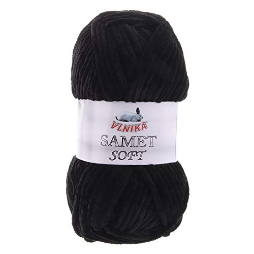 100g Strickgarn Samet Soft Chenille-Strickgarn Samtwolle Strickwolle flauschig Farbwahl, Farbe:239 schwarz 100g Strickgarn Samet Soft Chenille-Strickgarn Samtwolle Strickwolle flauschig Farbwahl, Farbe:239 schwarz von maDDma