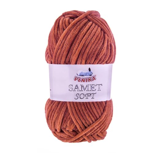 100g Strickgarn Samet Soft Chenille-Strickgarn Samtwolle Strickwolle flauschig Farbwahl, Farbe:256 rostrot 100g Strickgarn Samet Soft Chenille-Strickgarn Samtwolle Strickwolle flauschig Farbwahl, Farbe:256 rostrot von maDDma