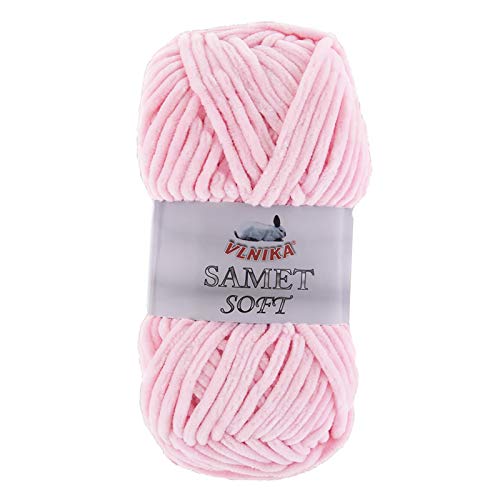 100g Strickgarn Samet Soft Chenille-Strickgarn Samtwolle Strickwolle flauschig Farbwahl, Farbe:233 rosa von maDDma