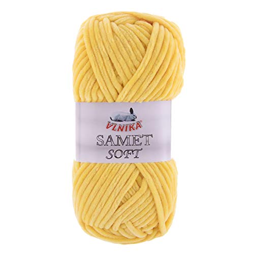 100g Strickgarn Samet Soft Chenille-Strickgarn Samtwolle Strickwolle flauschig Farbwahl, Farbe:243 gelb 100g Strickgarn Samet Soft Chenille-Strickgarn Samtwolle Strickwolle flauschig Farbwahl, Farbe:243 gelb von maDDma