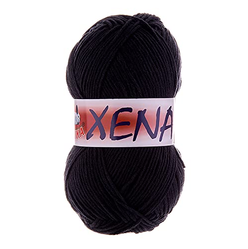 100g Strickgarn Xena Unifarben 55% Baumwolle Klassikstrickgarn Häkelgarn Farbwahl, Farbe:616 schwarz 100g Strickgarn Xena Unifarben 55% Baumwolle Klassikstrickgarn Häkelgarn Farbwahl, Farbe:616 schwarz von maDDma
