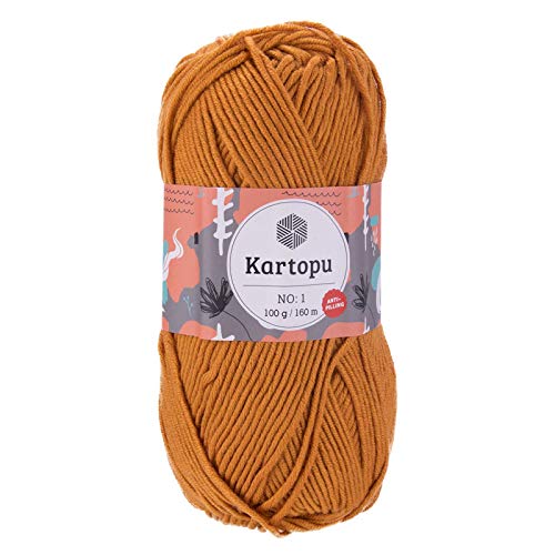 100g Strickwolle Kartopu NO:1 Polyacryl-Strickgarn Anti Pilling Effekt OEKO-Tex zertifiziert Wolle Farbwahl, Farbe:K1854 terracotta von maDDma