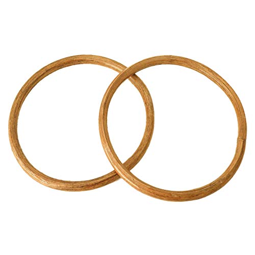 2 Holz Bambus-Ringe Taschengriffe Traumfänger-Ringe, Größenwahl naturfarben, Größe:12cm von maDDma