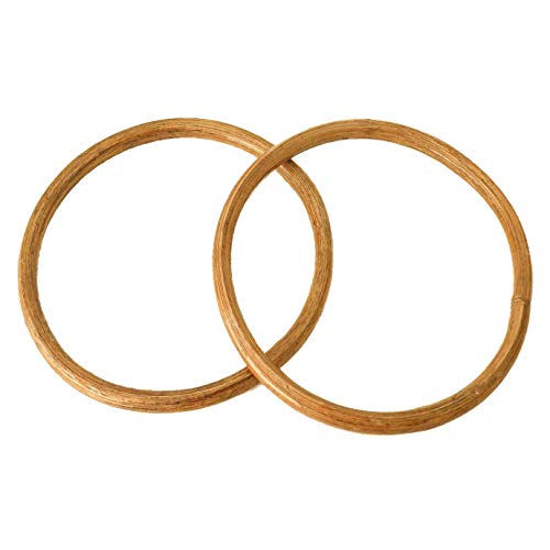 2 Holz Bambus-Ringe Taschengriffe Traumfänger-Ringe, Größenwahl naturfarben, Größe:15cm von maDDma