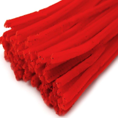 maDDma Chenille Draht 6 mm Länge 30 cm, Pfeifenreiniger, 28 Farben wählbar, Rot von maDDma