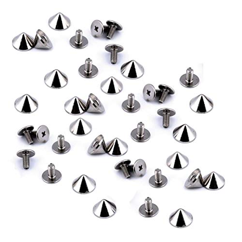 20 Stk. Schraubnieten mit Spitze Metall Ziernieten Killernieten Kegelspitze Variantenwahl, Größe:Ø 9.5 mm x 6 mm, Farbe:silber von maDDma