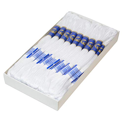 24 Docken Stickgarn je ca. 8m / Sticktwist 100% Baumwolle Stickerei verschiedene Farbwahl, Farbe :0010 weiß von maDDma