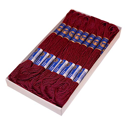 24 Docken Stickgarn je ca. 8m / Sticktwist 100% Baumwolle Stickerei verschiedene Farbwahl, Farbe :3392 dunkelrot von maDDma