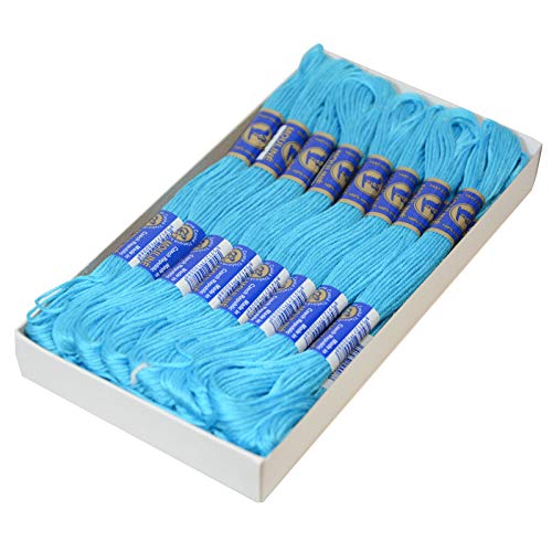 24 Docken Stickgarn je ca. 8m / Sticktwist 100% Baumwolle Stickerei verschiedene Farbwahl, Farbe :5742 blauer Türkis von maDDma