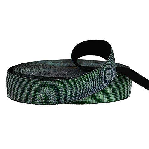 25m Glitzer-Gummiband Gummilitze 40mm, Farbwahl Glitzergummiband, Farbe:grün von maDDma