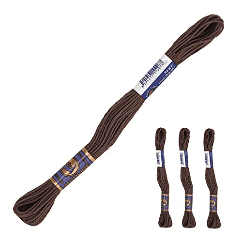 3 Docken Stickgarn je ca. 8m / Sticktwist 100% Baumwolle Stickerei verschiedene Farbwahl, Farbe :7992 dunkelbraun von maDDma