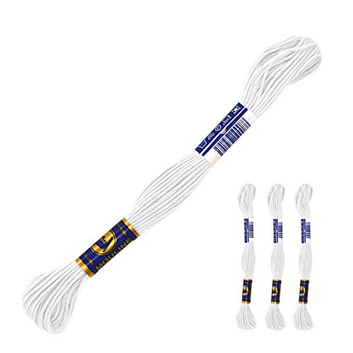 3 Docken Stickgarn je ca. 8m Sticktwist 100% Baumwolle Stickerei verschiedene Farbwahl, Farbe :0010 weiß von maDDma