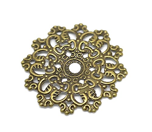 30 filigrane Deko-Ornamente rund 47mm Metall-Verzierung Blume Metallornament von maDDma