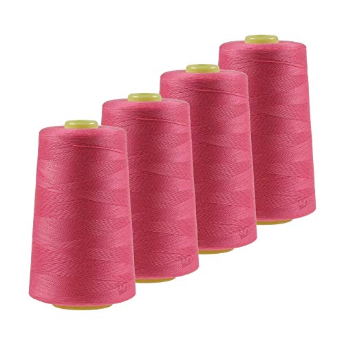 4 x 4572m Qualitäts Overlock-Garn Overlock-Nähgarn Oeko-Tex Farben 661 bis 700, Farbe:A668 pink von maDDma