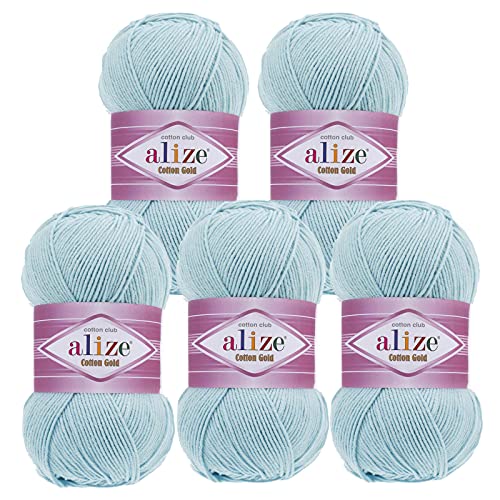 5 x 100g Strickgarn Alize Cotton Gold Uni Klassikgarn Häkelgarn Strick-Wolle Farbwahl, Farbe:513 kristallblau 5 x 100g Strickgarn Alize Cotton Gold Uni Klassikgarn Häkelgarn Strick-Wolle Farbwahl, Farbe:513 kristallblau von maDDma