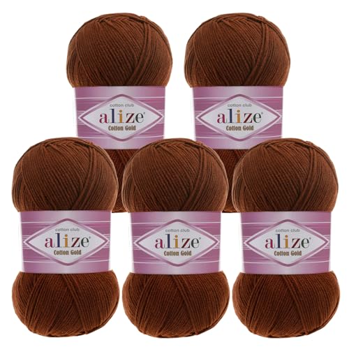 5 x 100g Strickgarn Alize Cotton Gold Uni Klassikgarn Häkelgarn Strick-Wolle Farbwahl, Farbe:690 braun 5 x 100g Strickgarn Alize Cotton Gold Uni Klassikgarn Häkelgarn Strick-Wolle Farbwahl, Farbe:690 braun von maDDma