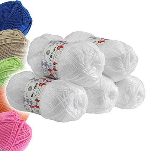 5 x 100g Strickgarn Kartopu BABY ONE Antipilling Babywolle Babygarn, Farbwahl, Farbe:K010 weiß von maDDma