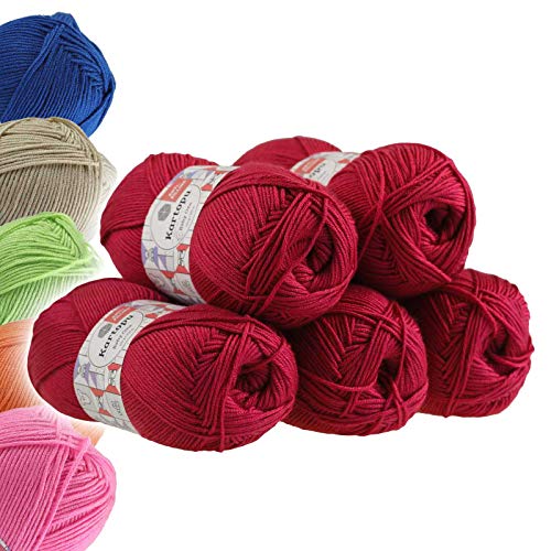 5 x 100g Strickgarn Kartopu BABY ONE Antipilling Babywolle Babygarn, Farbwahl, Farbe:K125 karminrot von maDDma