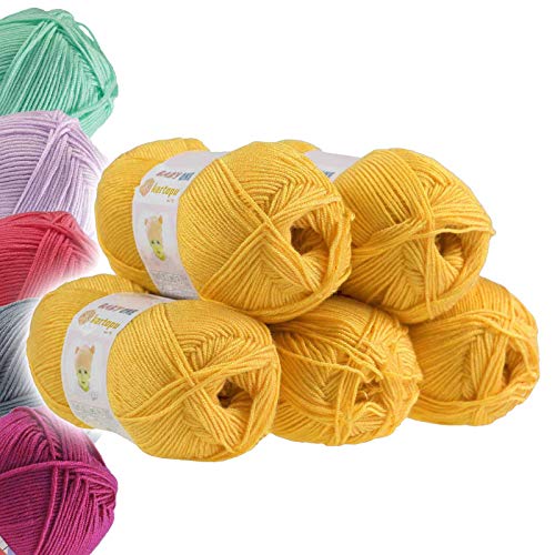 5 x 100g Strickgarn Kartopu BABY ONE Antipilling Babywolle Babygarn, Farbwahl, Farbe:K1321 sonnengelb von maDDma