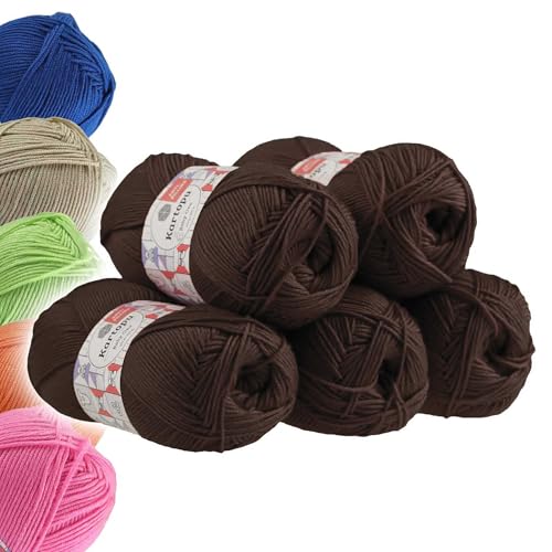 5 x 100g Strickgarn Kartopu BABY ONE Antipilling Babywolle Babygarn, Farbwahl, Farbe:K890 schokobraun von maDDma
