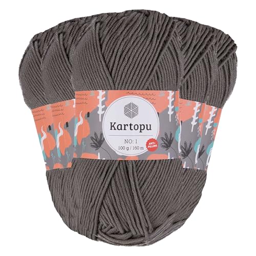 5 x 100g Strickgarn Kartopu NO:1 Wolle Anti Pilling Effekt Oeko-Tex zertifiziert Wolle Farbwahl, Farbe:K1921 mausgrau von maDDma