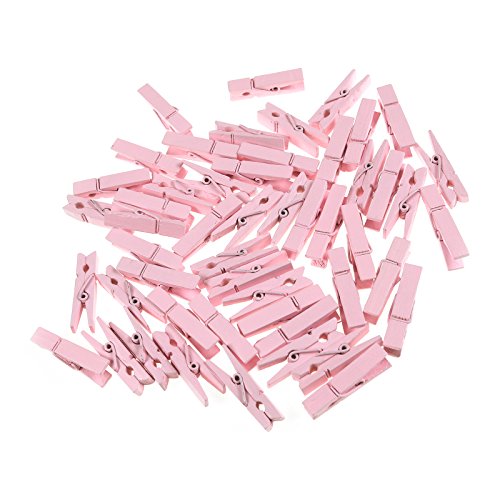 50 Mini-Klammern 35x7mm gefärbt Holzklammern Zierklammer farbrein oder Mix, Farbe:rosa von maDDma