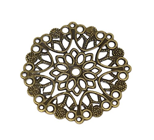 50 filigrane Deko-Ornamente Metall Verzierung Blume rund 35mm bronze von maDDma