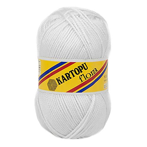 500g Strick-Häkel-Garn KARTOPU FLORA Acryl-Wolle Farbwahl waschbar, Farbe:K010 weiß von maDDma