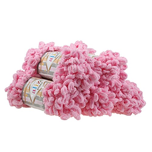 500g Strickgarn ALIZE Puffy Uni, stricken ohne Nadeln auch für Anfänger geeignet, Farbe:185 pink von maDDma