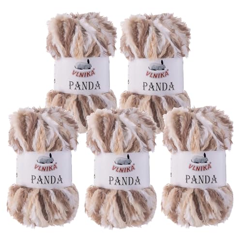 500g Strickgarn Panda Strick-Wolle Kuschelwolle Plüschwolle - Farbwahl, Farbe:017 weiß-creme-beige von maDDma