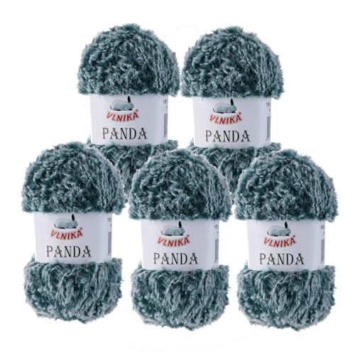 500g Strickgarn Panda Strick-Wolle Kuschelwolle Plüschwolle - Farbwahl, Farbe:043 weiß-petrol von maDDma
