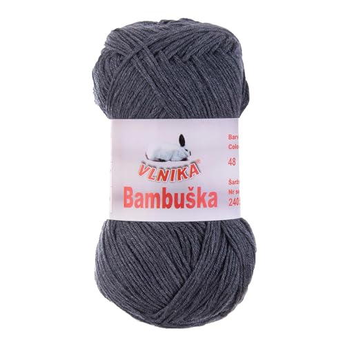 50g Strick- u. Häkelgarn Bambuska Strickgarn Bambus-Viskose Baumwolle unifarben, Farbwahl, Farbe:48 dunkelgrau von maDDma