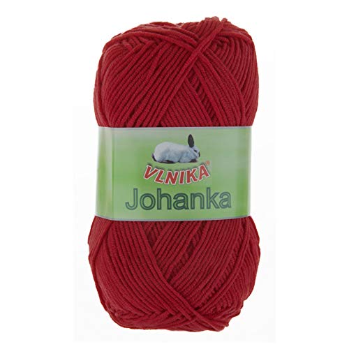 50g Strickgarn Johanka Strick-Wolle Handstrickgarn Klassikgarn Sommergarn Farbwahl, Farbe:100 rot von maDDma