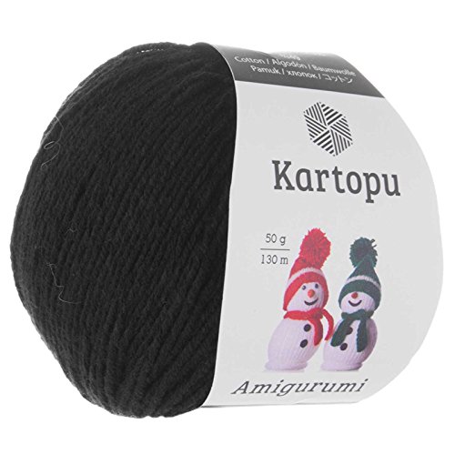 50g Strickgarn Kartopu Amigurumi Oeko-Tex zertifiziert Strickgarn Häkelgarn Amigurumiwolle Farbwahl, Farbe:K940 schwarz 50g Strickgarn Kartopu Amigurumi Oeko-Tex zertifiziert Strickgarn Häkelgarn Amigurumiwolle Farbwahl, Farbe:K940 schwarz von maDDma