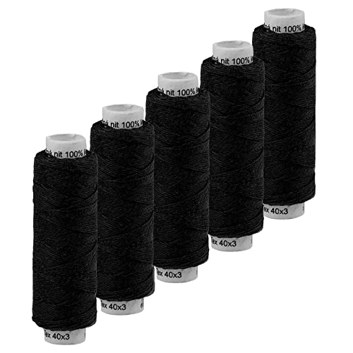 5x50m Leinen Garn Leinenzwirn Flachs Nähfaden robust strapazierfähig Farbwahl, Farbe:schwarz 5x50m Leinen Garn Leinenzwirn Flachs Nähfaden robust strapazierfähig Farbwahl, Farbe:schwarz von maDDma