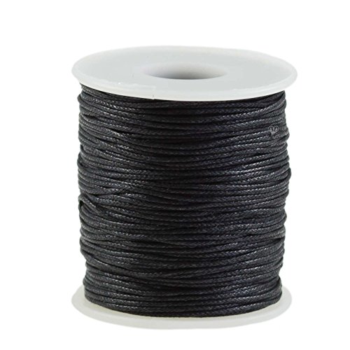 90m gewachste Baumwollschnur 1mm auf Spule Schmuckkordel Schnur Seil Farbwahl, Farbe:schwarz von maDDma