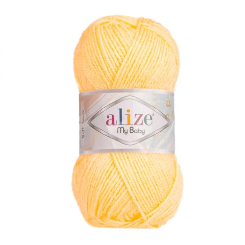 Alize My Baby 50g Strickgarn Baby-Wolle Acrylgarn Oeko-Tex 100 Häkelgarn Farbwahl, Farbe:187 hellgelb Alize My Baby 50g Strickgarn Baby-Wolle Acrylgarn Oeko-Tex 100 Häkelgarn Farbwahl, Farbe:187 hellgelb von maDDma