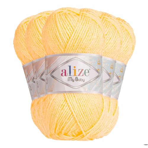 Alize My Baby 5x50g Strickgarn Wolle Acrylgarn Oeko-Tex 100 Häkelgarn Farbwahl, Farbe:187 hellgelb Alize My Baby 5x50g Strickgarn Wolle Acrylgarn Oeko-Tex 100 Häkelgarn Farbwahl, Farbe:187 hellgelb von maDDma