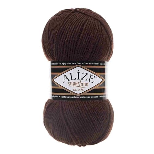 Alize Superlana Klasik unifarben 100g Strickgarn Strickwolle 25% Wolle, Farbwahl, Farbe:26 schokobraun Alize Superlana Klasik unifarben 100g Strickgarn Strickwolle 25% Wolle, Farbwahl, Farbe:26 schokobraun von maDDma