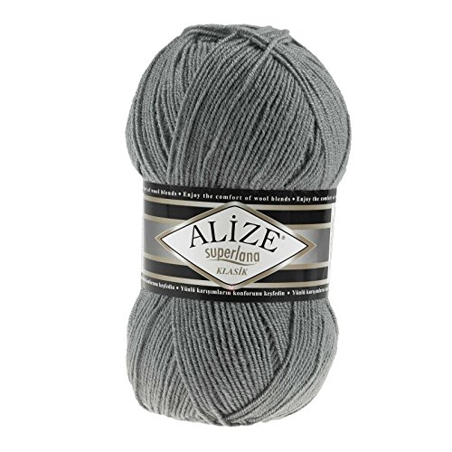 Alize Superlana Klasik unifarben 100g Strickgarn Strickwolle 25% Wolle, Farbwahl, Farbe:87 coal grey Alize Superlana Klasik unifarben 100g Strickgarn Strickwolle 25% Wolle, Farbwahl, Farbe:87 coal grey von maDDma
