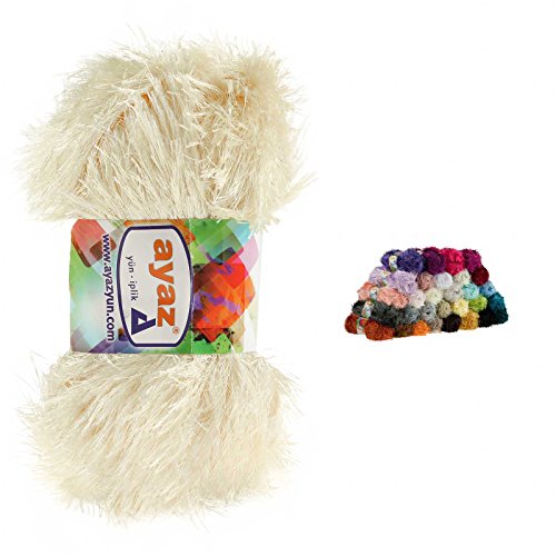 maDDma Yumos Fransenstrickgarn, 100g, Creme, Polyester von maDDma